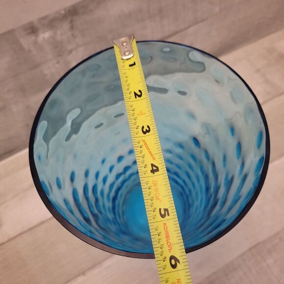 Textured Blue Glass Vase 10" Tall With Bubble Pattern - Handcrafted - Picture 5 of 8